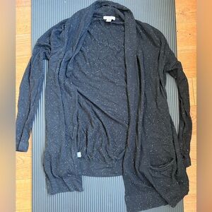 LOFT Black Speckled Open Cardigan